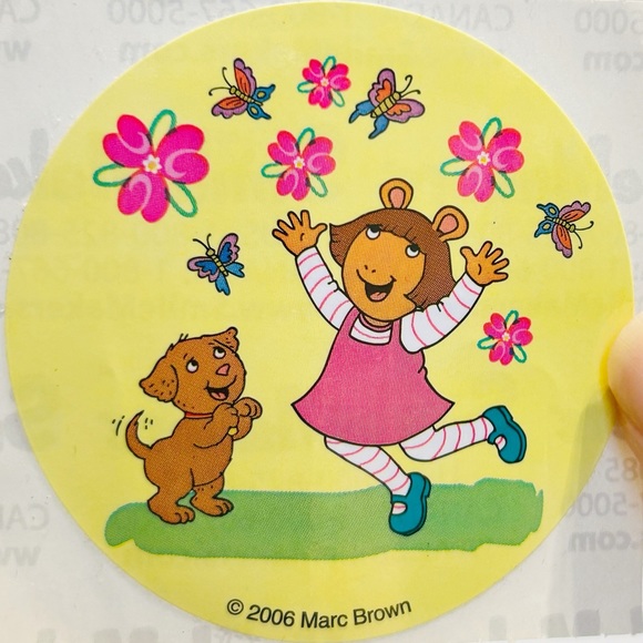 Sandylion Smile Maker Arthur Aardvark Cartoon Large Round Stickers DW Pal Dog TV - Picture 7 of 8